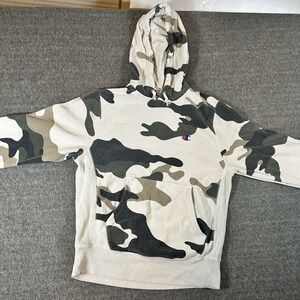 Champion Reverse Weave Hoodie Camo Print Pullover Sweatshirt Mens Medium‎ Y2K